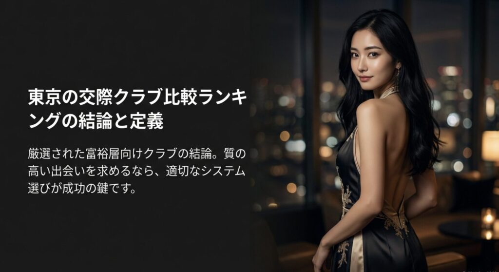 東京の交際クラブ比較ランキングの結論と定義が記載されたスライド資料
