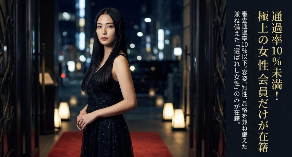 容姿、知性、品格を兼ね備え、厳しい審査を通過した10%以下の選ばれし女性会員
