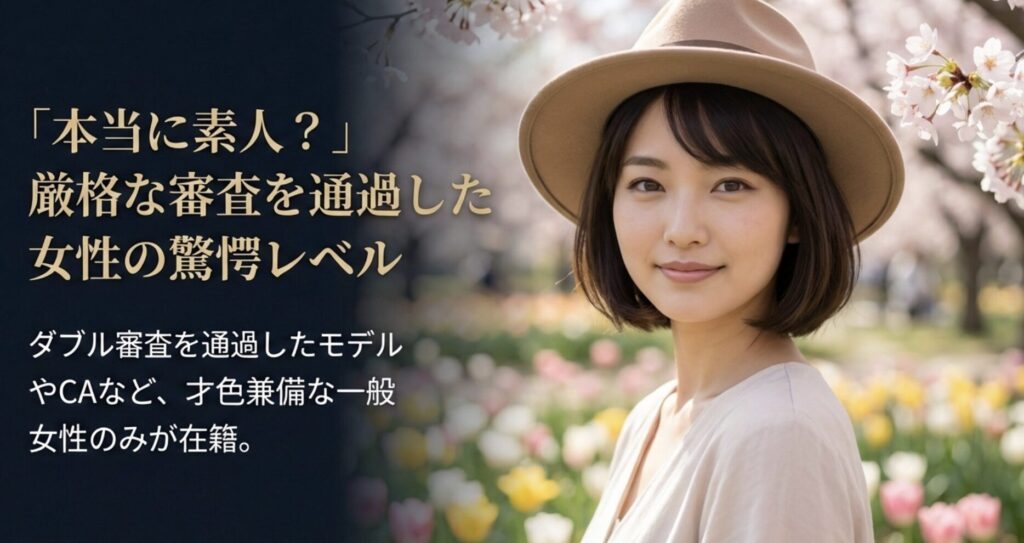 meeets（ミーツ）の厳格な審査を通過した女性のレベル。ダブル審査を通過した才色兼備な一般女性のみが在籍。