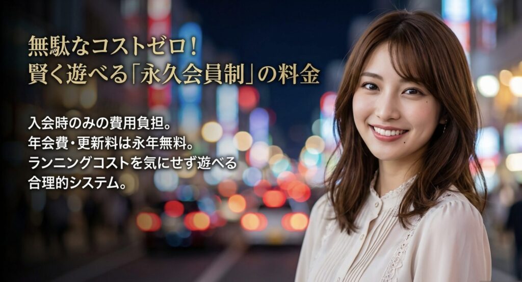 入会時のみの費用負担でランニングコストを気にせず遊べる永久会員制の料金システム