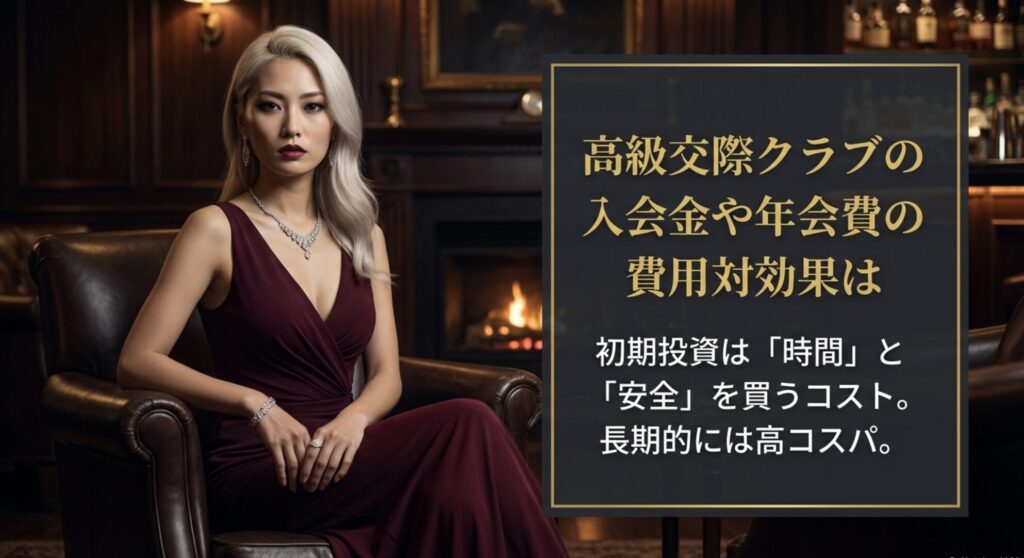 高級交際クラブの入会金や年会費の費用対効果。初期投資は時間と安全を買うコストと考えれば高コスパ