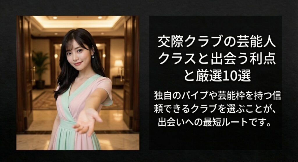 独自のパイプや芸能枠を持つ信頼できる交際クラブを選ぶメリットと、出会いへの最短ルートの提案