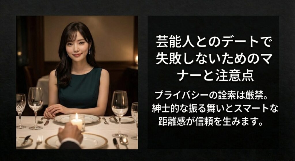 芸能人とのデートで信頼を得るために必要な、プライバシー詮索厳禁とスマートな振る舞いについての注意点