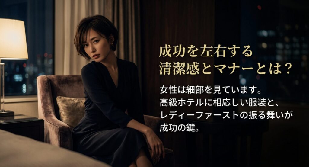 高級ホテルに相応しい服装と紳士的なマナーなど、洗練された女性に選ばれるための清潔感と振る舞い
