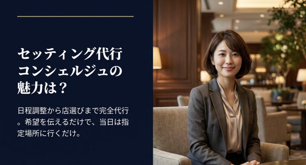 日程調整から店選びまで完全代行し指定場所に行くだけで済むサービスの魅力