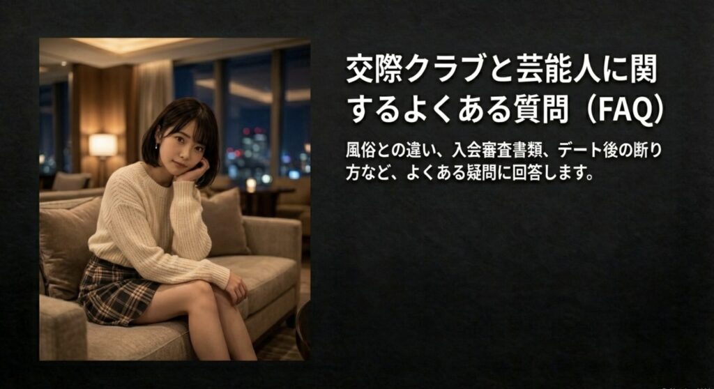風俗との違い、入会審査に必要な書類、デート後の断り方など、交際クラブ利用者のよくある疑問への回答