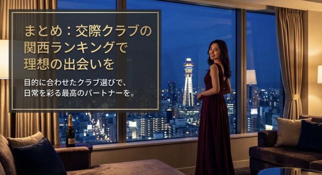 まとめ：交際クラブの関西ランキングで理想の出会いを。目的に合わせたクラブ選びで日常を彩る最高のパートナーを
