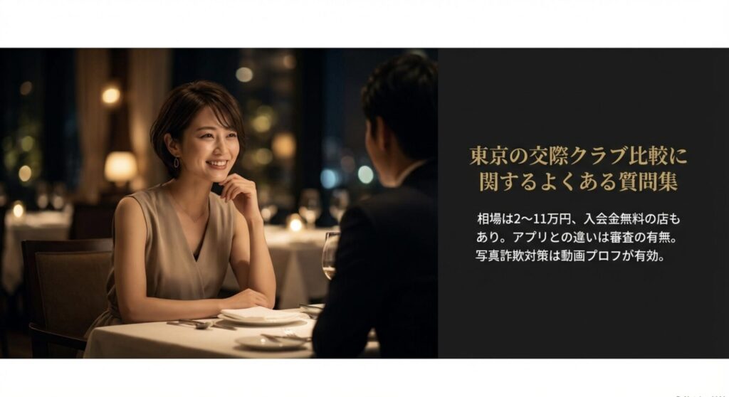 相場やアプリとの違いなど東京の交際クラブに関するよくある質問と回答