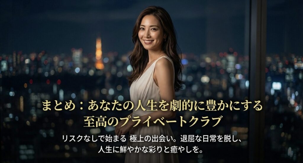 リスクなしで始められる極上の出会いを提供し、人生に鮮やかな彩りと癒やしをもたらすプライベートクラブ