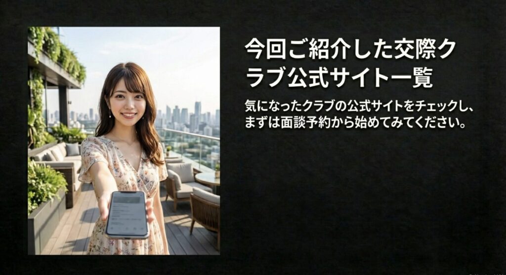 気になった交際クラブの公式サイトを確認し、面談予約から活動を開始するためのアクション導線