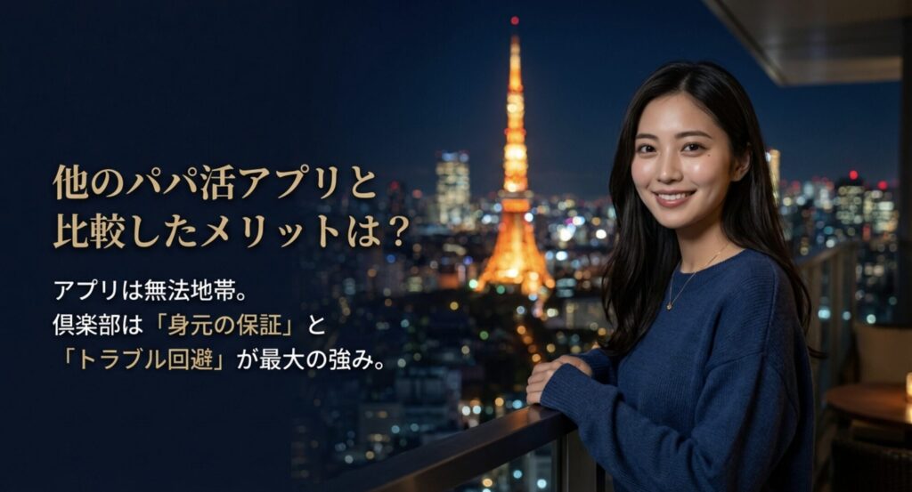 他のパパ活アプリと比較した際の身元の保証やトラブル回避といった最大の強み