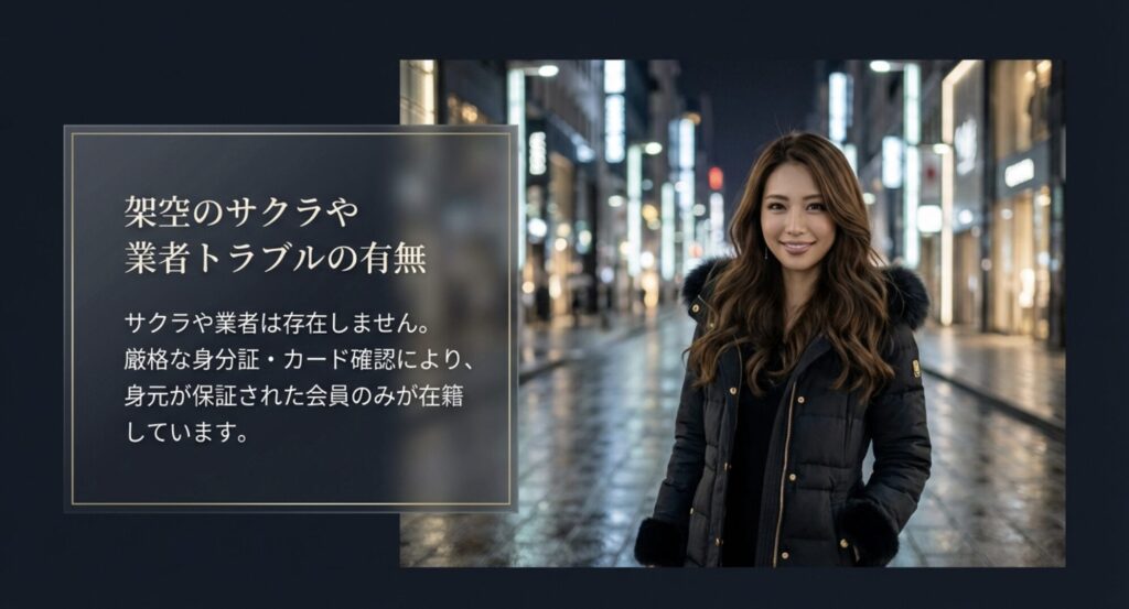 身分証とカードの二重確認によりサクラや業者を排除している厳格な仕組み