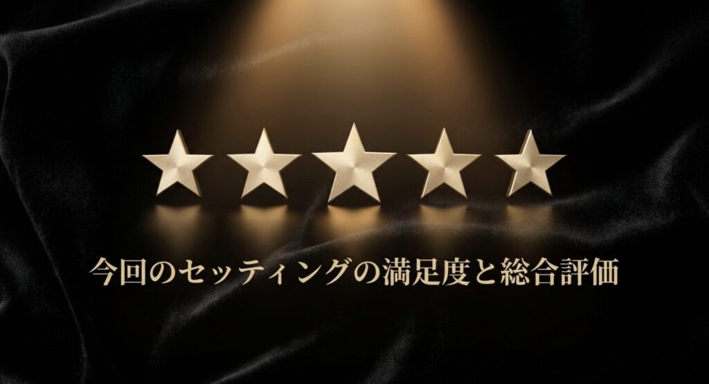 今回のセッティングの満足度と総合評価