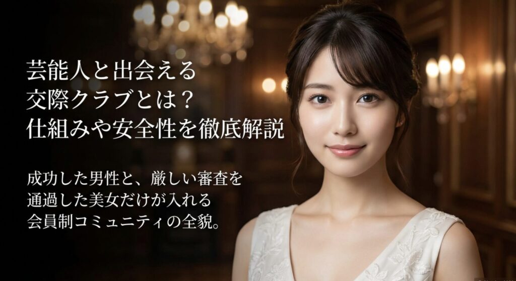 芸能人と出会える高級交際クラブの仕組み、安全性、会員制コミュニティの概要を解説するアイキャッチ画像