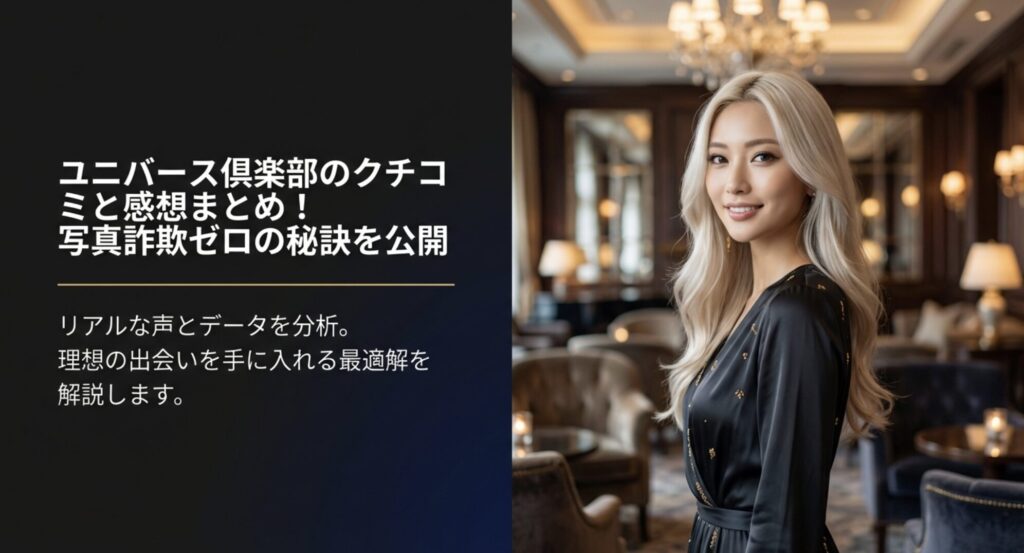 ユニバース倶楽部のクチコミと感想、写真詐欺ゼロの秘訣を解説するスライド画像